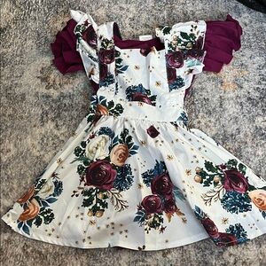 Floral Ruffle Sleeve Kids Casual Dress